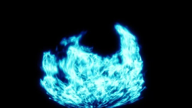 Blue Fiery Ring Flame Loop Background &ndash; Cinematic Fire Vortex Animation, Abstract Burning Energy Effect