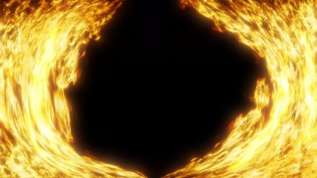 Fiery Ring Flame Loop Background &ndash; Cinematic Fire Vortex Animation, Abstract Burning Energy Effect