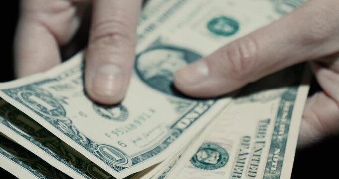 Female hands counting money dollar bills