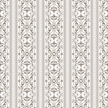 Floral pattern. Wallpaper baroque, damask. Seamless vector background. Gold ornament. Graphic modern pattern.