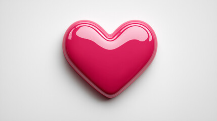 Obraz premium 3D rendering of bright glossy pink heart shape on white background