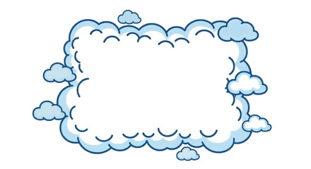 Obraz premium Cute cartoon cloud frame, soft rounded shapes, kid-friendly style, white background
