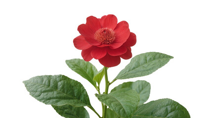 Vibrant Red Camellia Flower with Lush Green Foliage © Federica