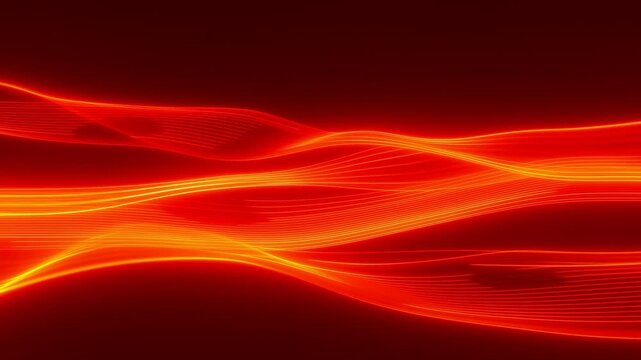 Oscillating Lines Emit Luminous Energy. Luminescent Wave Patterns Pulse In Harmony With Cinematic Sound