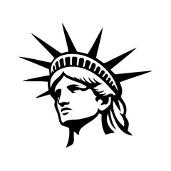 Logotipo con dibujo minimalista de la cabeza de la estatua de la libertad de Nueva York  © teracreonte