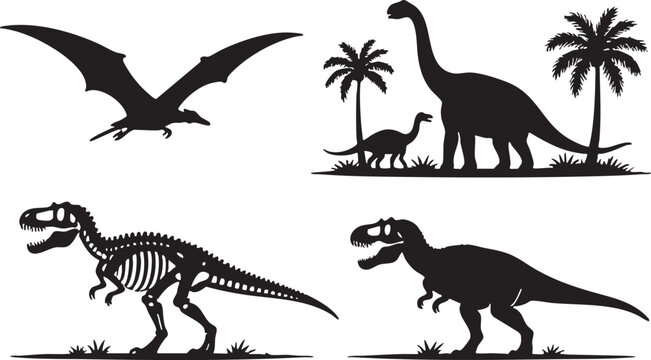set of dinosaurs vector