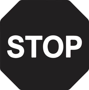 Stop sign, traffic sign, road sign, octagonal sign, black and white