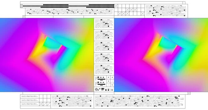 Abstract vibrant gradient tunnel loop with geometric shapes and soft blur