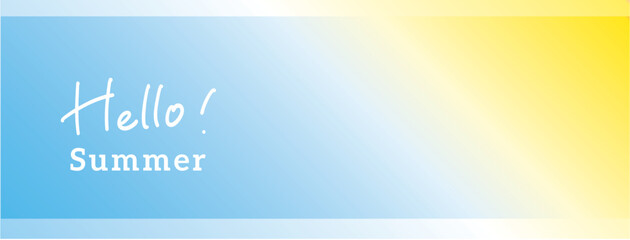 Hello summer handwritten lettering on soft blue yellow background © Emotional design