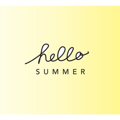 Hello summer elegant handwritten lettering on soft yellow background © Emotional design