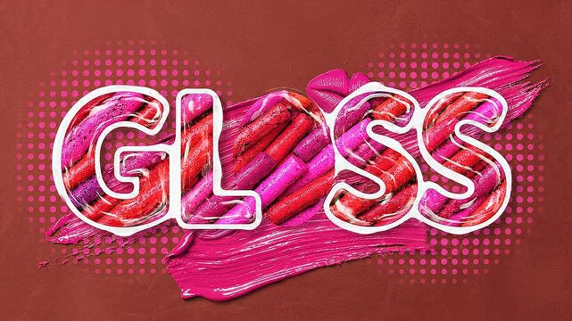 A vibrant video showcasing a colorful lip gloss advertisement with a pink and red theme