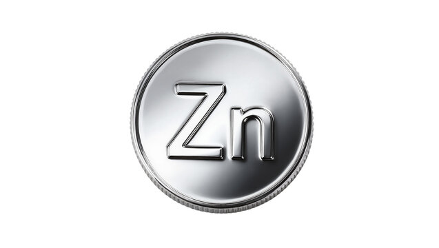 Silver Zinc Coin with Chemical Symbol Zn Embossed