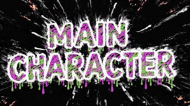 A vibrant video showcasing a colorful main character graphic design with bold typography and playful illustrations on a black background.