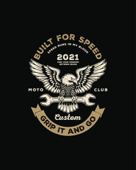 Fototapeta premium Eagle Moto Club Custom Grip It And Go Design.