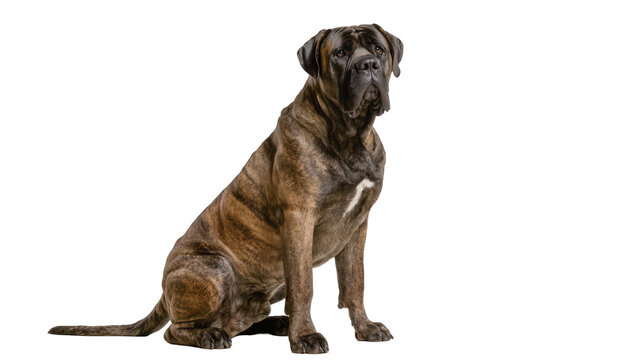 Large Brown Dogue de Bordeaux Dog Sitting with White Chest
