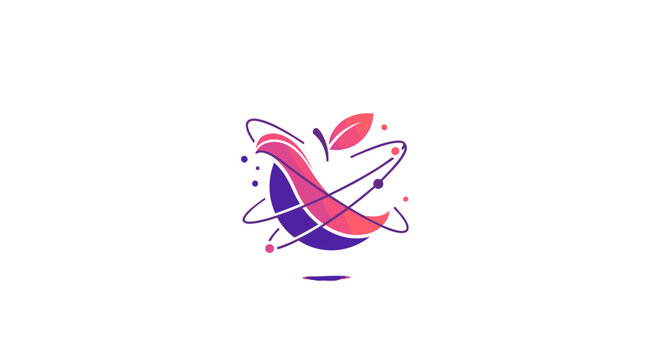 Abstract Scientific Apple Logo Design with Orbiting Elements