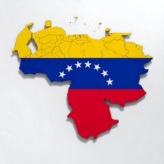 Fototapeta premium A map of Venezuela with its flag colors
