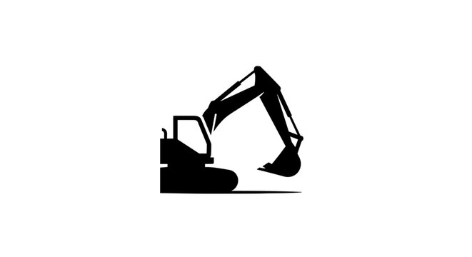 Excavator Heavy Equipment Silhouette Icon on White