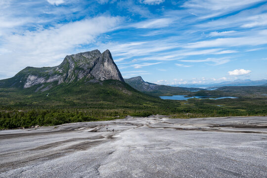Northern Norway mountain landscape in Verdenssvaet hiking area. Nordic landscpae in the Arctic circle, Nordland country, Norway, Scandinavia