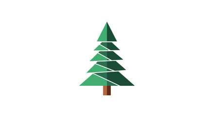 Obraz premium Minimalist Flat Design Christmas Tree Icon on White Background