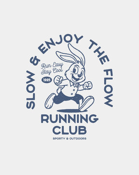 Running Club Rabbit Mascot Design with Slow  Enjoy the Flow Slog