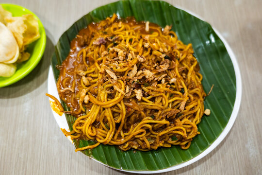 Mie Aceh, or Aceh noodles, a famous dish from Aceh, Sumatra Indonesia. Street food in Indoensia