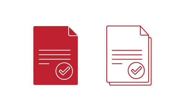 Red and white document with checkmarks, two-page