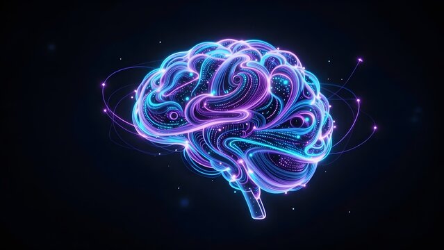 5. An ethereal visualization of AI consciousness emerging, depicted as a sphere of swirling luminous energy patterns coalescing from scattered data points into a coherent glowing form, electric blue a