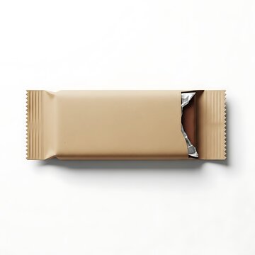 Open chocolate bar wrapper revealing empty space inside