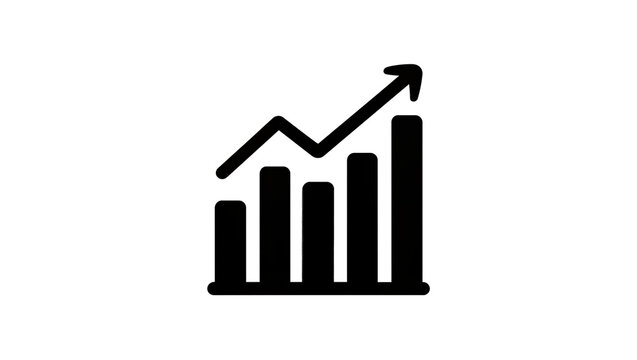 Black rising arrow over bar graph icon
