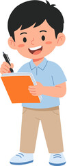 Fototapeta premium Intern Character Illustration with Notebook and Pen
