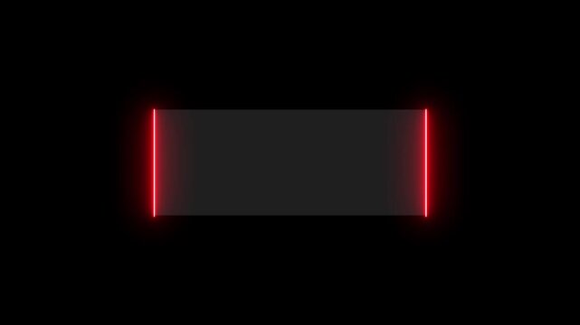 A dark square with a vibrant red neon glow outlining its right and top edges