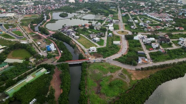Aerial View Of Iloilo River Boulevard Over Dungon Creek In Iloilo City, Philippines.