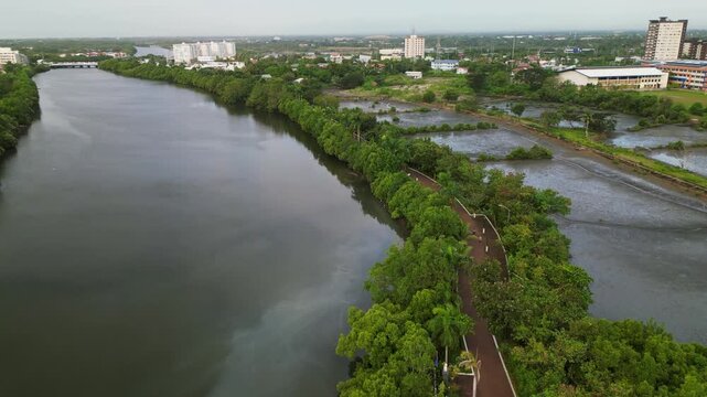 Aerial View Of Iloilo River Esplanade In Mandurriao, Iloilo City, Philippines.