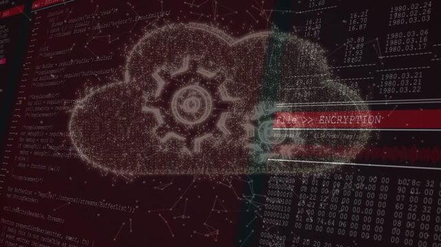 Pale streak traveling down initiating cloud forming gear, File  ENCRYPTION bar for security