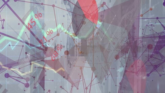 Translucent overlay starting with neon sweep over corridor, expanding purple web, showing metrics