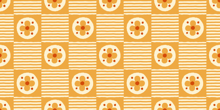 Vector hand drawn seamless pattern in simple doodle sketchy floral wavy and groovy naive style, dopamine and cottage core aesthetic, delicate gentle girlie backgrounds and modern art prints, surface d