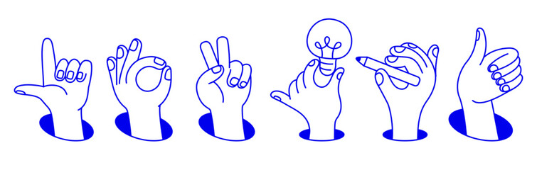 Obraz na płótnie Canvas Vector hand drawn gesture, doodle sketchy illustration, sign, hand showing approve, pointing gesture