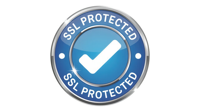 SSL protected security badge with checkmark isolated on transparent background