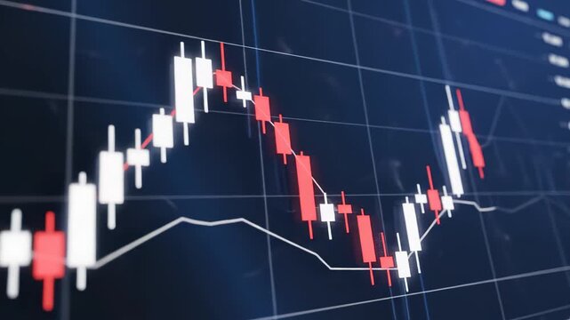 Stock market chart with candlesticks for corporate presentations, business marketing, and commercial use