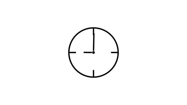 Simple black outline of a circular clock displaying approximately ten past eleven