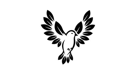 Obraz premium Black silhouette vector illustration of an abstract flying eagle with spread wings designed as a minimalist bird tattoo symbol of freedom and nature