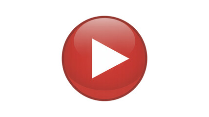 Red play button icon isolated on transparent background