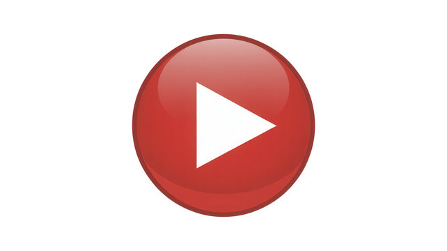 Red play button icon isolated on transparent background