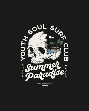 Youth Soul Surf Club Summer Paradise Skull Graphic.