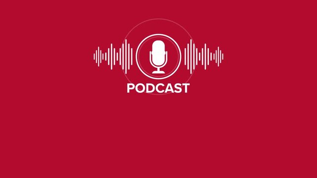 Podcast. Podcasting Sound Audio Wave animation	