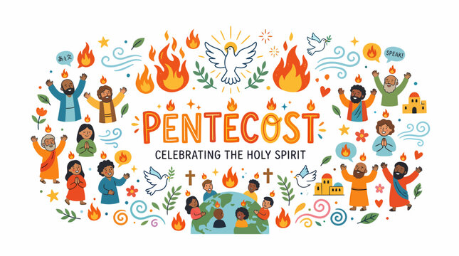Pentecost Celebrating Holy Spirit Fire Dove Globe