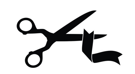 Black scissors cutting a ribbon a striking graphic silhouette © Abir
