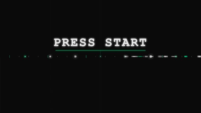 Retro Video Game Press Start Screen with Neon Glow