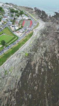 High Angle Footage of Beach and Ocean at Looe Town of England During Hot Sunny Day of June 29th, 2025